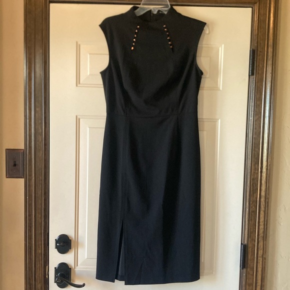Ivanka Trump Dresses & Skirts - NWT Size 8 Ivanka Trump Black Sheath Dress with Copper/Gold Toned Accents (ABBA)